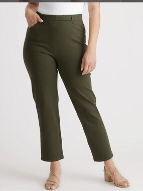 Quince Olive Straight-Leg Ponte Pants size L